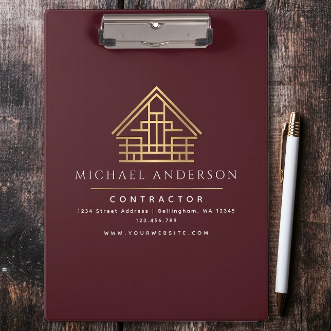 Red Minimalist Home Building Contractor Clipboard (Creator Uploaded)