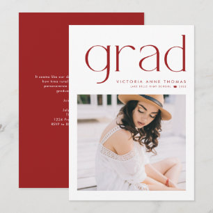 Red Minimalist Typography Photo Graduation Announcement