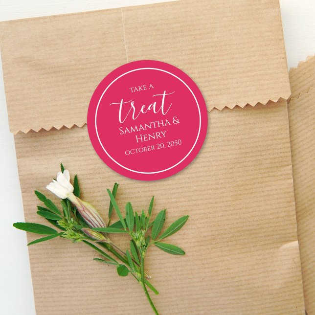 Red Minimalist Wedding Anniversary Calligraphy Classic Round Sticker (Creator Uploaded)