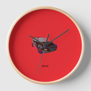 Red Minimalistic Custom Photo Name Personalised Clock