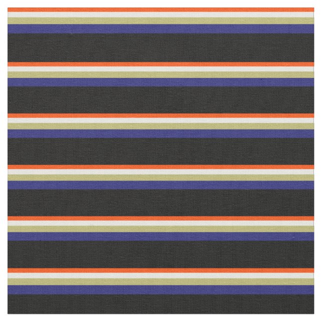 Red, Mint Cream, Dark Khaki, Midnight Blue & Black Fabric (Close Up)