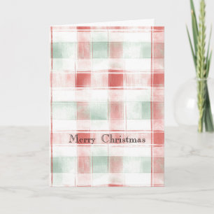 Red Mint Peppermint Mocha Plaid Stripes Christmas Card