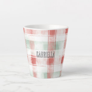 Red Mint Peppermint Mocha Plaid Stripes Christmas Latte Mug