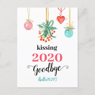 Red Mistletoe Kiss Goodbye to 2020 Do-over Funny Holiday Postcard