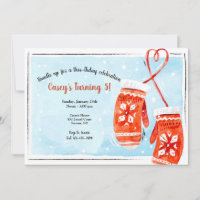 Red Mittens Birthday Party Invitation