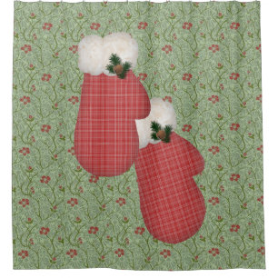 Red Mittens Christmas Shower Curtain