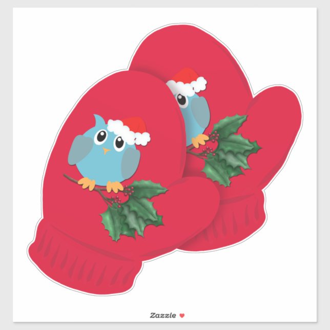 Red Mittens | Owl and Holly Large (Sheet)