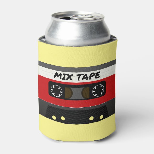Red Mix Tape - 80s And 90s Retro Inspired Gift Can Cooler (Can Front)