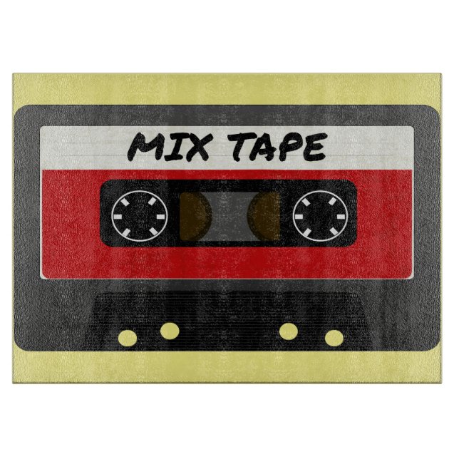 Red Mix Tape - 80s And 90s Retro Inspired Gift Cutting Board (Front)