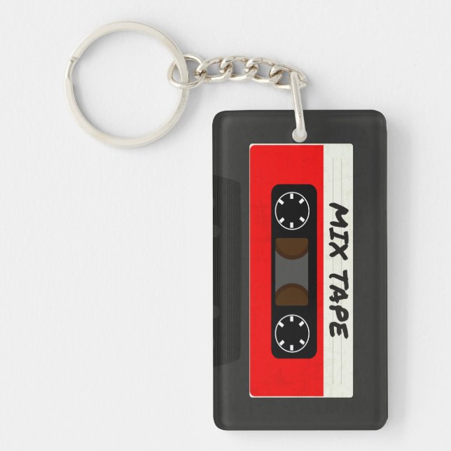 Red Mix Tape - 80s And 90s Retro Inspired Gift Key Ring (Front)