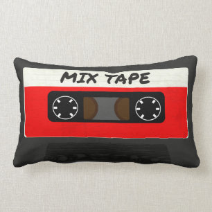 Red Mix Tape - 80s And 90s Retro Inspired Gift Lumbar Cushion