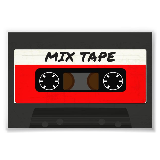 Red Mix Tape - 80s And 90s Retro Inspired Gift Photo Print (Front)