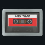 Red Mix Tape - 80s And 90s Retro Inspired Gift Rectangular Belt Buckle<br><div class="desc">Vintage design,  perfect for anyone who loves retro objects! Red and black mixtape,  cassette tape,  music. The piece of old technology we miss the most! Accentuate your style with this cool art! Great gift for music lovers,  80s and 90s teenagers,  adults,  and musicians.</div>