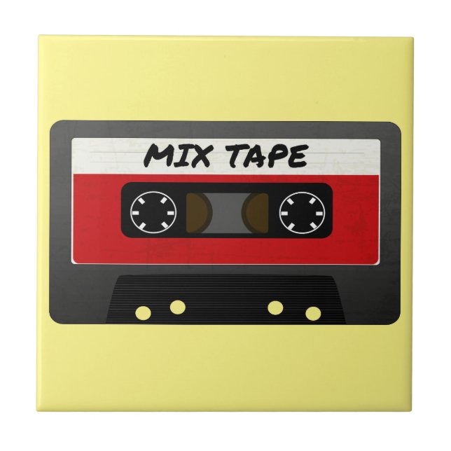Red Mix Tape - 80s And 90s Retro Inspired Gift Tile (Front)