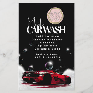Red Mobile Car Wash Detailing Logo Flyer