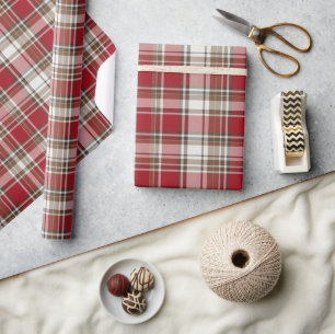 Red, Mocha & Cream Plaid #2 Wrapping Paper