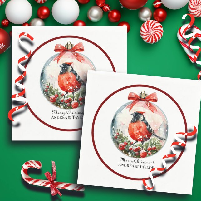 Red Mockingbird Winter Landscape Napkin (Creator Uploaded)