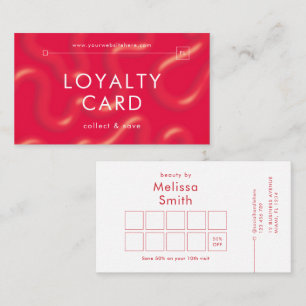 Red Modern Abstract Beauty Salon Makeup Spa Loyalty Card