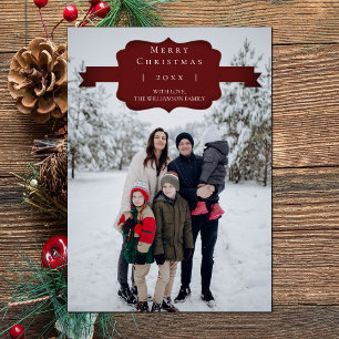 Red Modern and Simple Christmas Photo Card