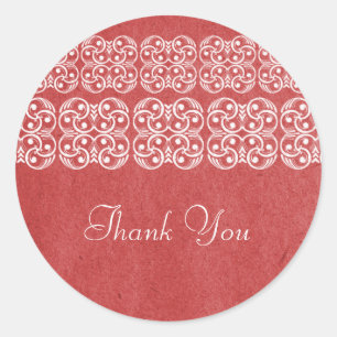 Red Modern Bohemian Thank You Stickers