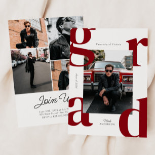 Red Modern Bold Class of 2024 Graduation Invitation