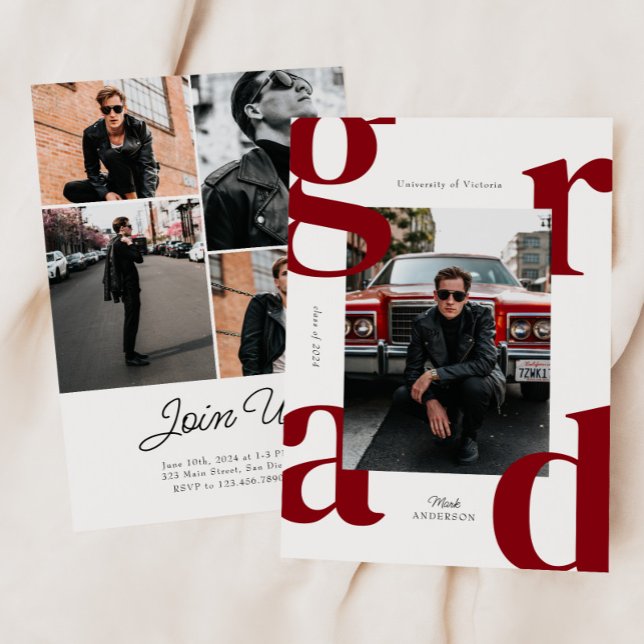 Red Modern Bold Class of 2024 Graduation Invitation (Creator Uploaded)