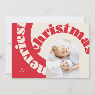 Red Modern Bold Typography Christmas Flat Photo Holiday Card