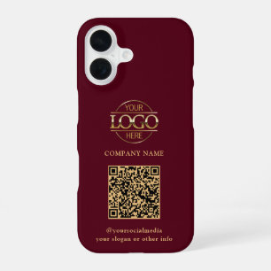 Red Modern Business Logo & QR Code Promotional iPhone 16 Case