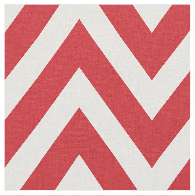 Red Modern Chevron Large Scale Fabric (Close Up)