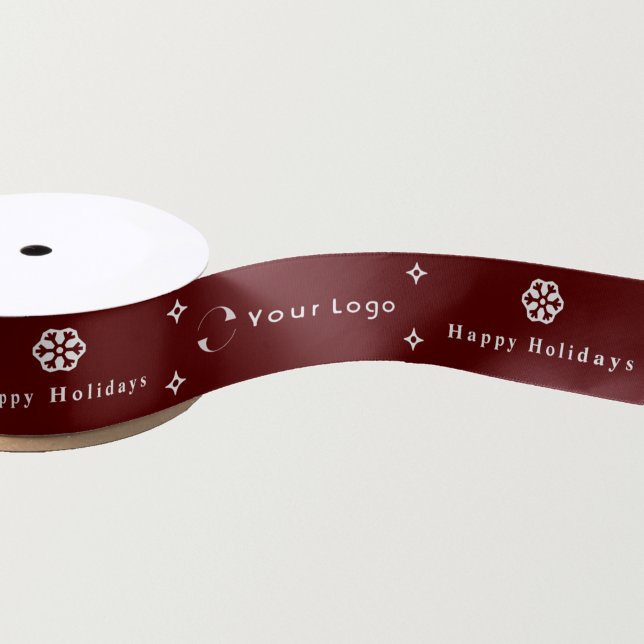 Red Modern Christmas Business Logo Company Small Satin Ribbon (Creator Uploaded)