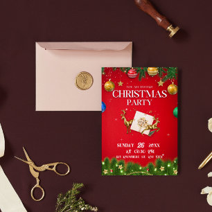 Red Modern Christmas Party Invitation