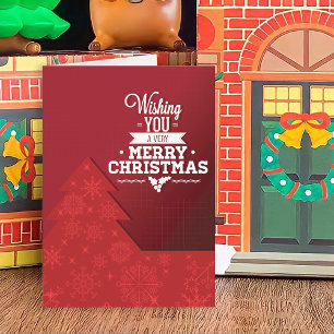Red Modern Christmas Tree Holiday Card