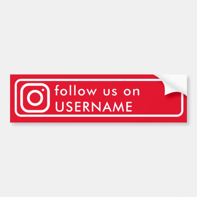 Red Modern custom instagram social media Bumper Sticker (Front)
