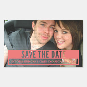 Red Modern Cut Out Save the Date Stickers