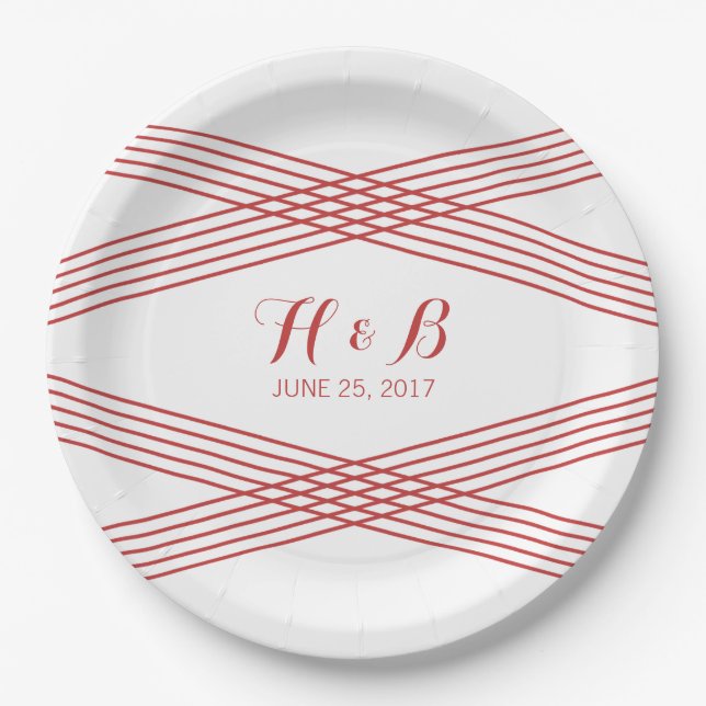 Red Modern Deco Paper Plates (Front)