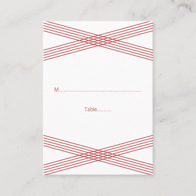 Red Modern Deco Wedding Place Cards (Front)
