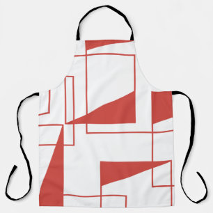 Red, modern, dynamic, trendy geometric pattern apron