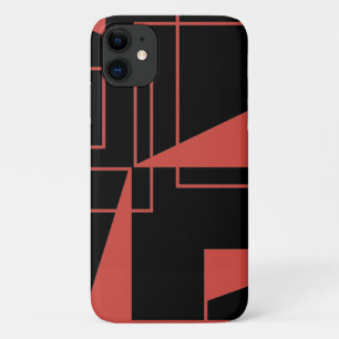 Red, modern, dynamic, trendy geometric pattern iPhone 11 case