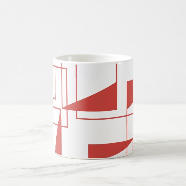 Red, modern, dynamic, trendy geometric pattern coffee mug (Center)