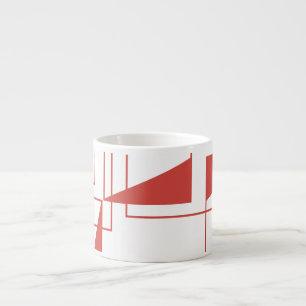 Red, modern, dynamic, trendy geometric pattern espresso cup