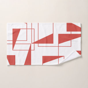 Red, modern, dynamic, trendy geometric pattern hand towel