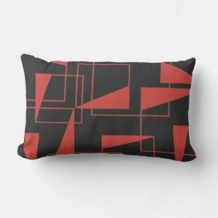 Red, modern, dynamic, trendy geometric pattern lumbar cushion