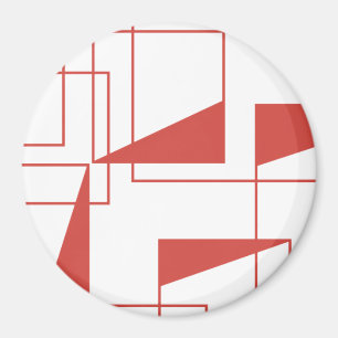 Red, modern, dynamic, trendy geometric pattern magnet