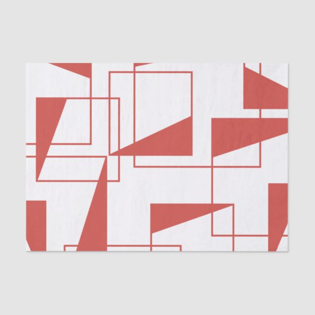 Red, modern, dynamic, trendy geometric pattern tissue paper (Front)