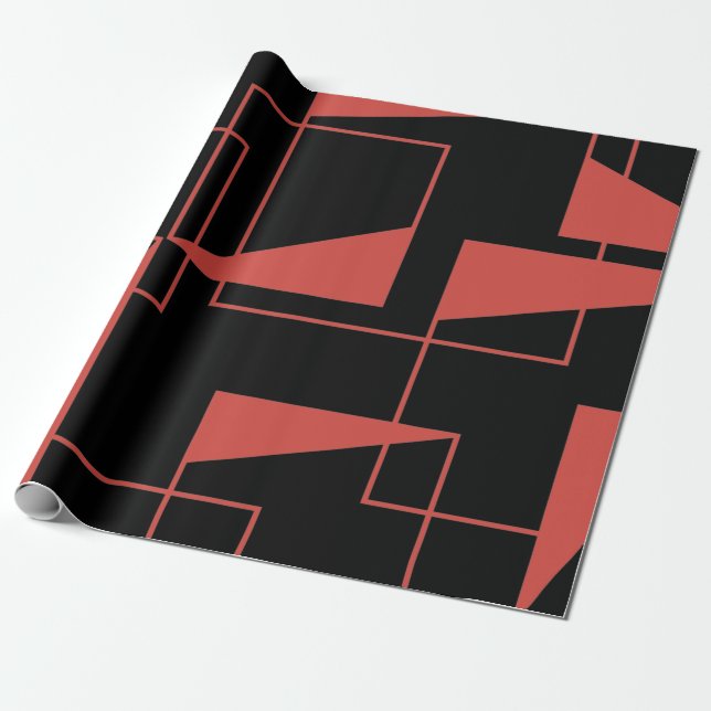 Red, modern, dynamic, trendy geometric pattern wrapping paper (Unrolled)