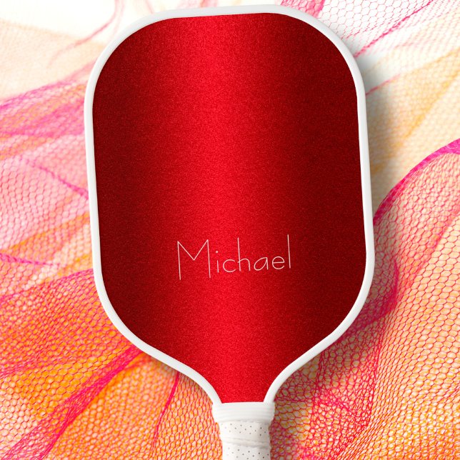 Red Modern Elegant Typography Minimal Custom Name Pickleball Paddle (Creator Uploaded)