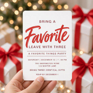 Red Modern Favourite Things Gift Exchange Party Invitation