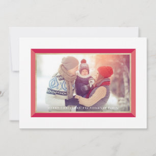 Red Modern Frame Landscape Christmas Photo Card