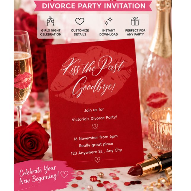 Red Modern Funny Divorce Party Invitation (Creator Uploaded)