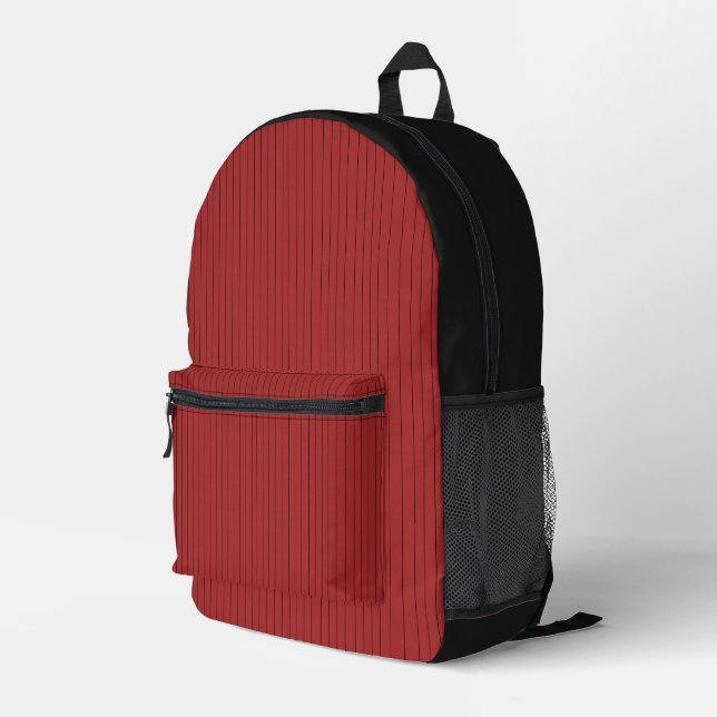 Red Modern Geometric Pattern Custom Name Printed Backpack (Back Corner Right)